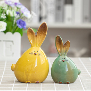 Cerâmica Coelho Ornamentos com Orelhas Longas Elegante <span class=keywords><strong>Home</strong></span> Decoração Acessórios e Art Craft Presentes para Living Room Decor - Product Image 4