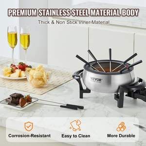 8-Forks Electric Fondue Pot Set Temperature Control 3 Quart Stainless Steel <b>Chocolate</b> <b>Melting</b> Warmer for Hors D'Oeuvres Entrees - Product Image 4
