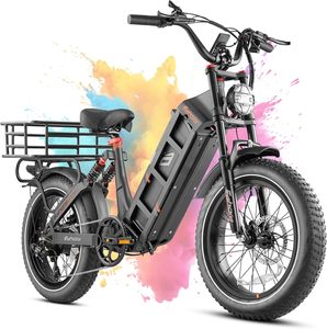 Vélo cargo électrique 750W 48V 60Ah longue autonomie avec porte-bagages arrière, capacité 400LBS, pour livraison, courses en famille et usage intensif - Product Image 4
