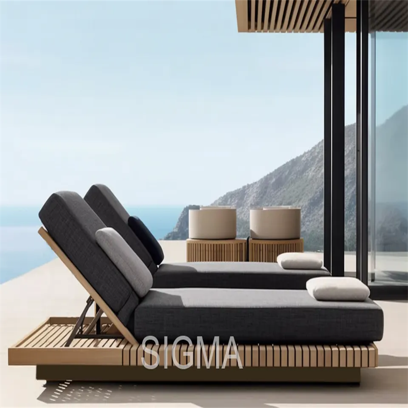 All Weather High Quality Outdoor Couch Sun Daybed Solid Teak Wooden Frame Garden Patio Leisure Outdoor Furniture Lounge