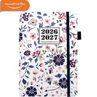 Organisateur/Agenda hebdomadaire et mensuel en cuir PU A5 à couverture rigide, papier épais 100g, avec élastique, personnalisable pour le bureau
