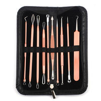10 pièces Kit d'outils de suppression de points noirs outils de soins de la peau du visage comédon du visage acné aiguille Clip bouton pince à épiler ensemble d'extracteur de défauts