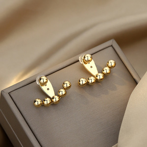 Stud Earrings With Multiple Beads Ball Shape Zinc Alloy Women's Party Fashion Jewelry Geometric Design ES-082 - Product Image 3