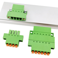 Conector de panel con brida de perfil bajo y abrazadera de resorte de 3.81mm de paso, conector macho-hembra, juego completo de bloque de terminales en línea 2-24P