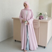 Élégant turban ouvert, dentelle florale brodée de Dubaï, patchwork, grande taille, manches longues, col en V, maxi, polyester, hijab décontracté musulman