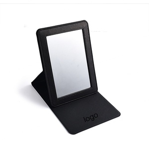 Black Big Size PU Leather Portable Desktop Folding Travel Makeup <b>Mirror</b> - Product Image 1