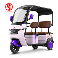 Tricycle électrique semi-fermé 72V 20000W à 3 vitesses avec auvent, tricycle passager stable anti-basculement avec batterie au plomb-acide