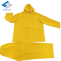 Jas Hujan Murah Warna Kuning Bahan PVC/Polyester Industri dengan Tudung Tidak Dapat Dilepas