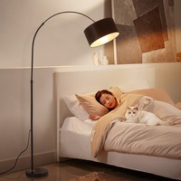 Lampe sur pied LED moderne nordique à hauteur réglable |   Conception simple de piano |   Lampe en fer à intensité variable E27 |   Thème de la pêche transfrontalière |