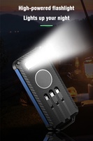 Banque d'alimentation solaire portable, charge rapide sans fil magnétique, banque d'alimentation pour le camping et la randonnée, câble intégré et lampe torche LED