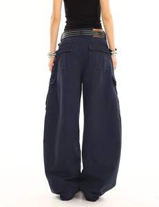 Pantalones Cargo para Mujer y Hombre, Cintura Media, Estilo Gótico Hip Hop, Pantalones Harem Holgados de Mezclilla en Tono Oscuro con Bolsillos, Casuales - Product Image 5