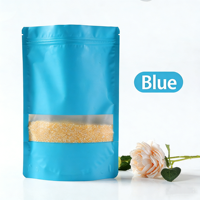 Sachet Doypack en aluminium coloré avec fenêtre et fermeture éclair pour aliments – Noir, Blanc, Rouge, Vert, Bleu – Sac Mylar