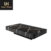 Table basse centrale en marbre naturel noir de style italien luxueux et simple