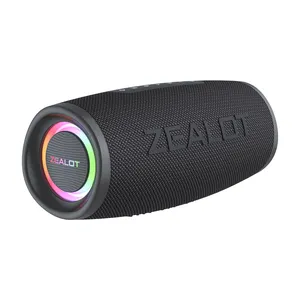 Altavoz inalámbrico para exteriores ZEALOT S56, altavoz portátil de 40W con iluminación LED colorida, altavoz Bluetooth inteligente