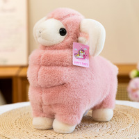 Peluche réaliste en forme de petit mouton rose avec logo personnalisé, jouet en peluche Jumbuck, figurine de dessin animé, coussin en forme de chèvre, cadeau