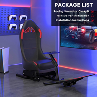 Cockpit Simulateur de Course Rouge avec Volant et Siège, Chaise de Jeu, Cockpit de Course Sim pour Accessoires TX Xbox PS4 PS5 PC