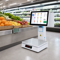 Mesin Kasir Terminal POS Sistem POS All-in-One Layar Ganda 15,6 Inci Timbangan Terintegrasi Printer Terpasang Windows Intel I5