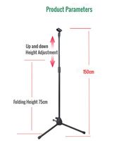 Support de microphone professionnel OEM réglable de 1,6 m avec pince, trépied de sol pour micro, support de microphone