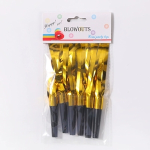 Metallic Foil Fringe Blowouts Gold Party Noisemaker Blowouts <b>Whistle</b> For Birthday Celebration Party Decoration Supplies - Product Image 5