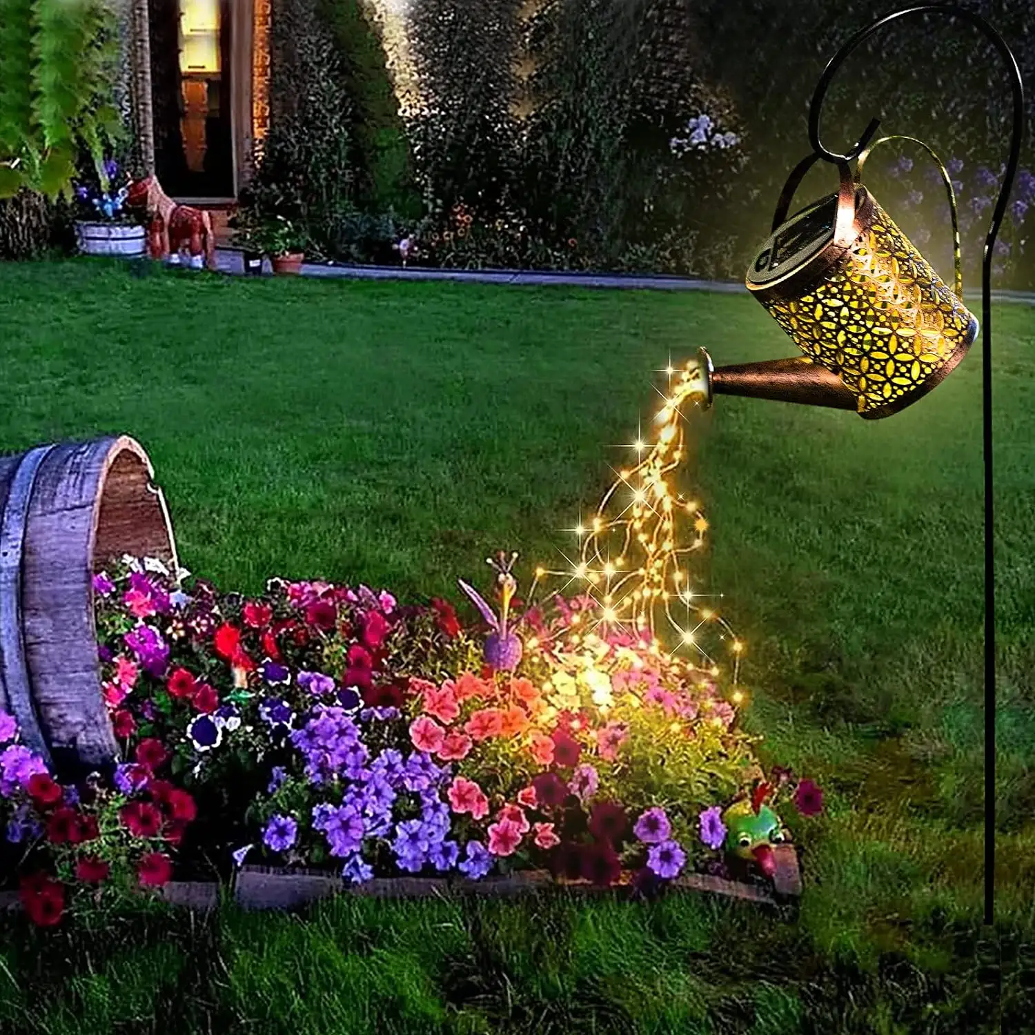 Открытый декоративный Ретро металлический фонарь на солнечной батарее водонепроницаемый выдолбленный дизайн подвесной светильник садовый стол-садовые светильники на солнечной батарее