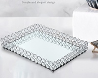 Plateau miroir en cristal de luxe décoration de bureau assiette de fruits stockage assiette à gâteau en métal plateau miroir de mariage