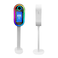 Cabine photo portable ovale de 15,6 pouces avec cadre LED, appareil photo numérique reflex numérique, cabine photo en métal, Wi-Fi activé, impression en libre-service