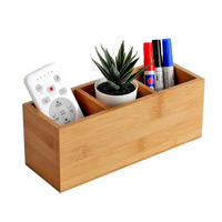 Bambou Bois Stylos Porte Crayons Tasse pour Bureau Télécommande Titulaire Bois Caddy Organisateur De Bureau De Stockage Multiusage