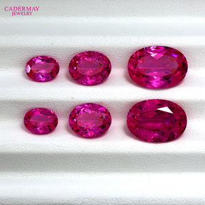 Cadermay Synthetic Rose Red Gemstone Oval Loose Stone For Jewelry Making - Product Image 2