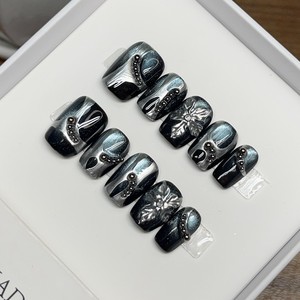 Nouvelle Arrivée Style Français Pure Desire Ongles Press-On Courts en Forme d'Amande avec Strass Scintillants et Patchwork <span class=keywords><strong>Nail</strong></span> <span class=keywords><strong>Art</strong></span> - Product Image 2