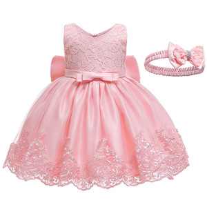 Robe de soirée en dentelle pour bébé fille, sur mesure OEM ODM, vente en gros, robe de demoiselle d'honneur, robe de princesse pour anniversaire de tout-petit - Product Image 2