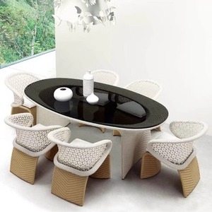 Outdoor Leisure High-end Rattan <b>Table</b> and Chair Hotel Villa Courtyard Garden Outdoor Waterproof Sunscreen Sofa European-style - Product Image 6