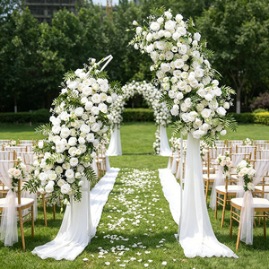 Fondo de Flores Artificiales de Seda Blancas y Verdes, Estilo Fresco y Personalizado, para Decoración de Escenarios de Boda al Aire Libre en Iglesias - Product Image 1
