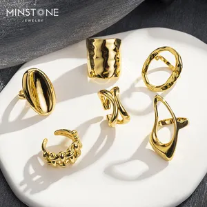 High quality brass antique gold filled hypoallergenic dainty free gold Adjustable Knuckle Ring for women gold plated jewelry