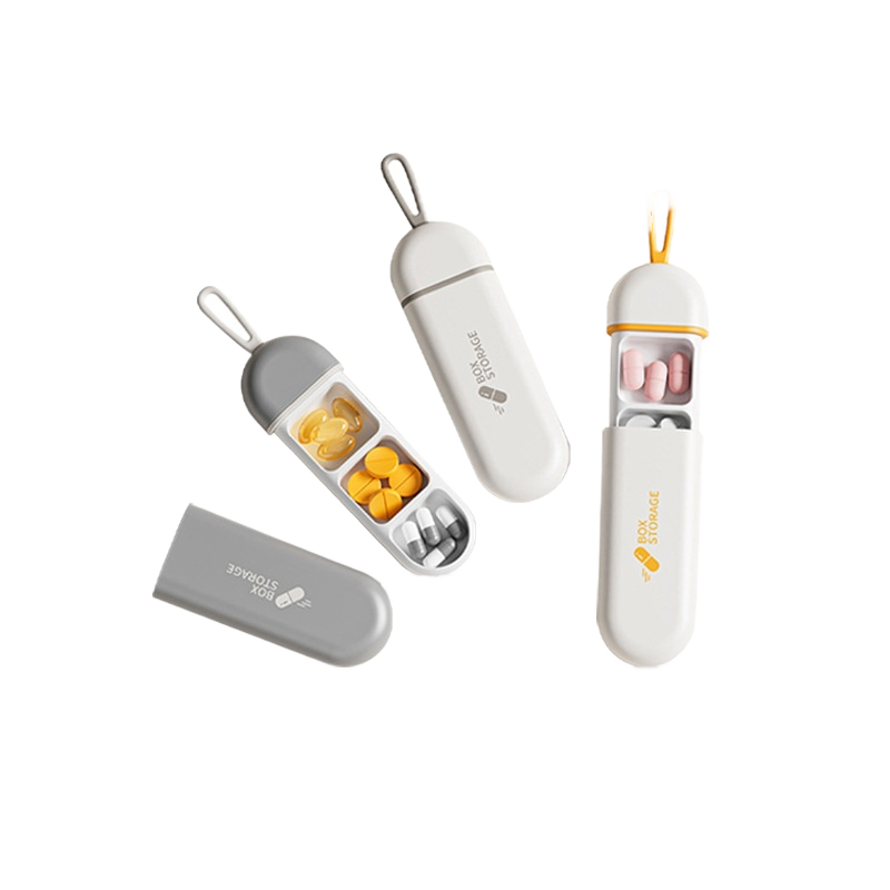 Cross-border Portable Three-compartment Silicone ABS Pill Box Elderly Small Size Easy Carry Weekly Use Outdoor Home Medicine
