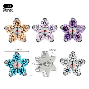 Boucles d'oreilles clous en titane avec zircon incrusté de 5,6 mm pour piercing d'oreille, de lèvre ou de nez - Product Image 1
