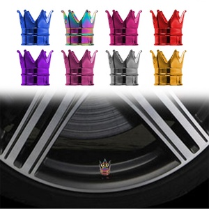 Tapas de Válvula de Neumático Crown, Universales para Coche, Motocicleta, Bicicleta, Multicolores, Juego de 4 Piezas - Product Image 1