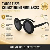 TWOOO T1829 Lunettes de soleil rondes surdimensionnées colorées avec logo personnalisé, style rétro simple et tendance, vente en gros d'usine