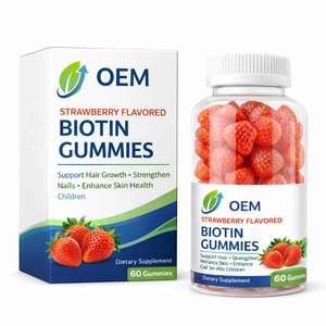 <span class=keywords><strong>Gummies</strong></span> de biotine à la fraise en gros sous marque privée pour la croissance des <span class=keywords><strong>cheveux</strong></span>, le renforcement des ongles, le soutien immunitaire pour enfants et adultes, OEM ODM personnalisé - Product Image 1