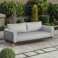 Nouveau Design Salon de Jardin d'Extérieur Moderne, Canapé Lounge de Luxe en Aluminium 3 Places pour Terrasse et Cour