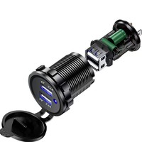 Anneau lumineux LED étanche pour camion et vélo, chargeur de voiture USB double port 3.1A pour téléphone portable