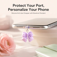 Bouchon anti-poussière en silicone mignon avec pendentif nœud papillon, pour port de charge Type C, Micro USB, Android, iPhone