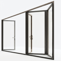 Porte pliante minimaliste certifiée NFRC américaine, double vitrage en verre trempé, cadre en alliage d'aluminium, portes pliantes horizontales