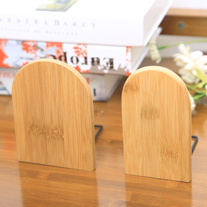 Bamboo <b>Bookends</b> 7.5x10.5x13cm Natural Wood Design For Desk Organization - Product Image 1