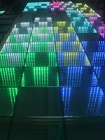 Dalles de sol Stage Abyss pour KTV, avec éclairage LED néon, miroir 3D multicouche effet célébrité internet et capteur de sol pour salle de diffusion en direct