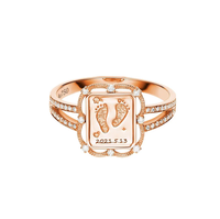 Loveher Messing Schmuck Fabrik personal isierte 18 Karat Gold Gravierbare Baby Footprint Diamant Ring Kranz Ring frei Gravur Schmuck