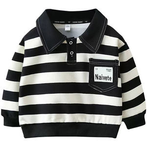 Nouveau style 2026 – Sweat-shirt garçon printemps-automne, polo rayé pour enfants, haut polyvalent tendance pour tout-petits - Product Image 4