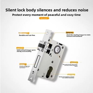 Manija de Puerta Moderna de Aluminio Estilo Continental con Placa Antirrobo y Cerradura Silenciosa para Puerta Interior, Herraje de Seguridad para Dormitorio - Product Image 5