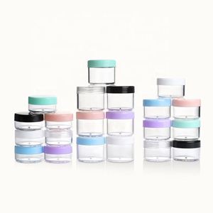 Contenants d'échantillons cosmétiques en gros, 3g-20g, mini pots cylindriques en plastique PS avec couvercle coloré pour crème contour des yeux - Product Image 2
