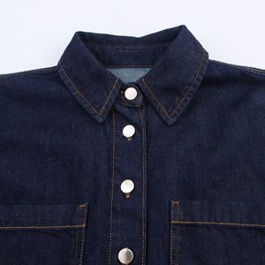 SHENZHU Wanita 2025 Mode Baru Blus Pendek Gaya Koboi Vintage Lengan Panjang Kancing Depan Kemeja Wanita Blusas Atasan Chic - Product Image 4