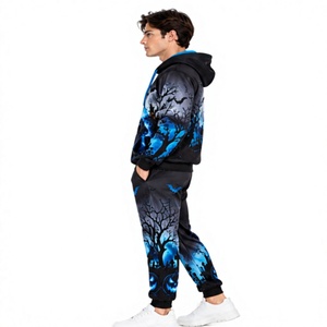 Conjunto Deportivo de Halloween para Hombre, Sudadera con Capucha y Pantalones Jogger con Estampado Gráfico, Ropa Deportiva Transpirable de Invierno con Forro Polar - Product Image 3